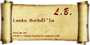 Lesko Borbála névjegykártya